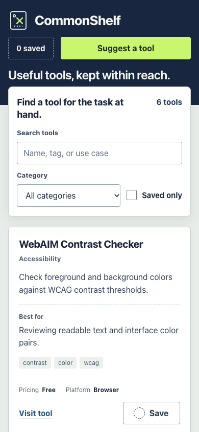 Impeccable, CommonShelf run-1: anfänglicher mobiler Viewport