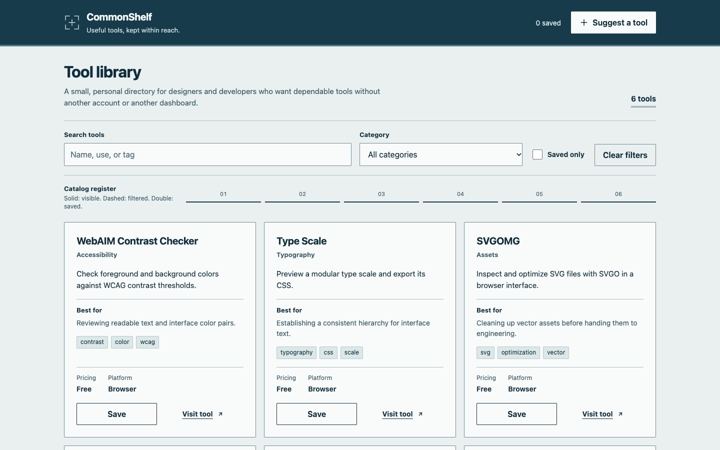 Impeccable, CommonShelf run-3: anfänglicher Desktop-Viewport