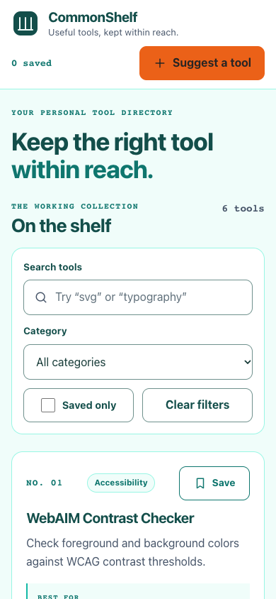 UI UX Pro Max, CommonShelf run-1: anfänglicher mobiler Viewport